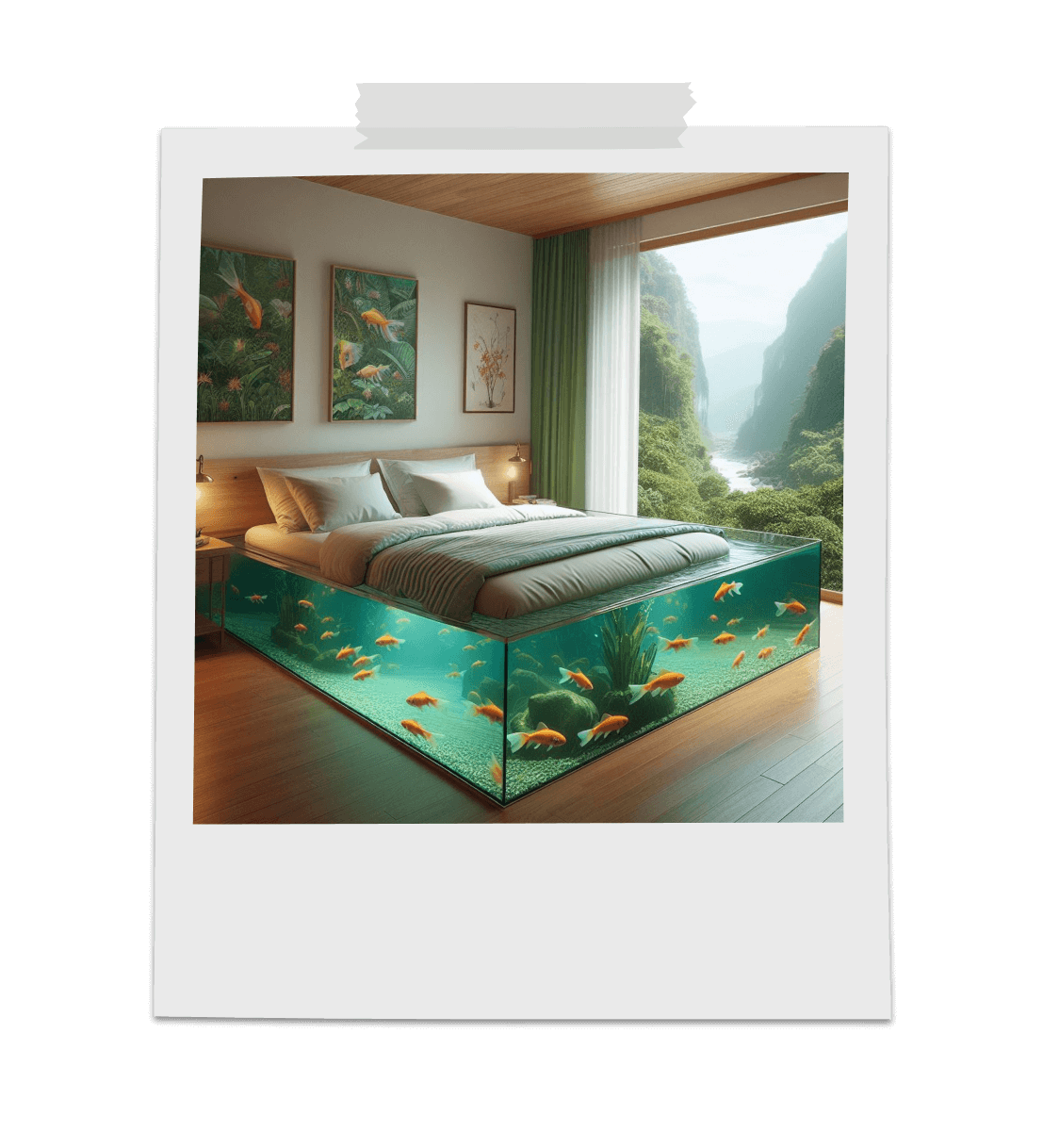 Vodna postelja z zlatimi ribicami
